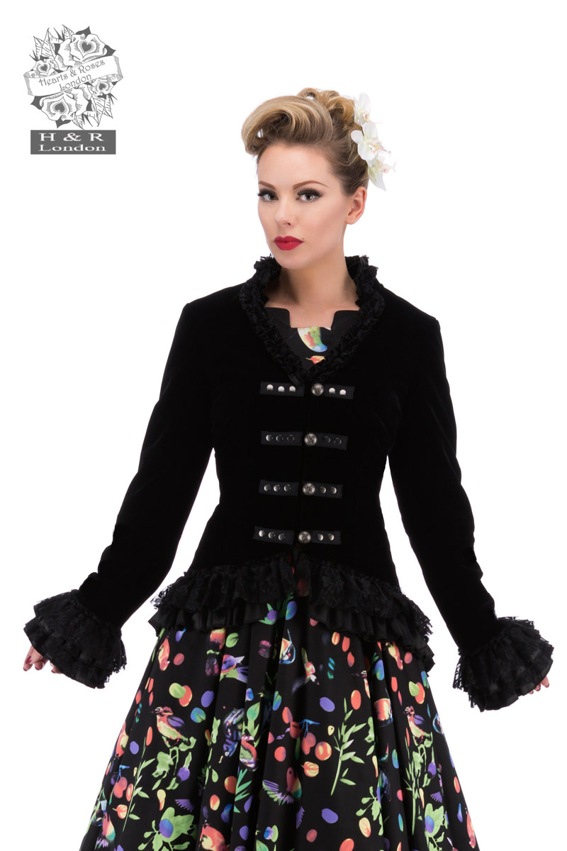 Black Victorian Velvet Jacket in Plus Size